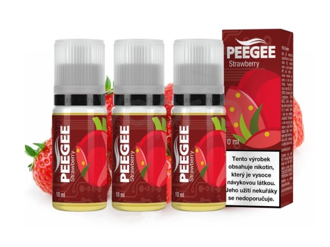 e liquid peegee jahoda strawberry 3x10ml