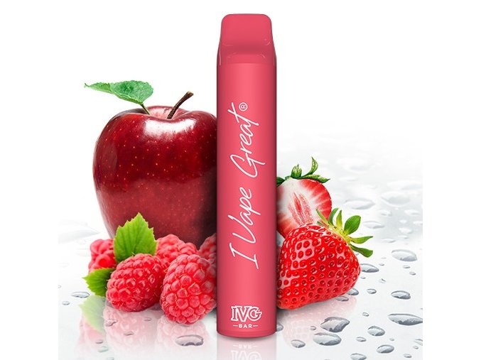 jednorazova e cigareta ivg bar strawberry raspberry pink apple 20ml