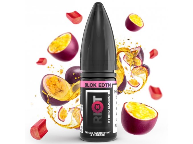 hybridni e liquid riot blck edtn deluxe passionfruit rhubarb 10mg 20mg 10ml