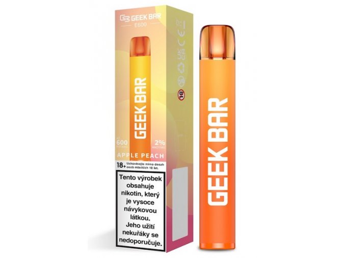 jednorazova e cigareta geek bar e600 20mg salt apple peach