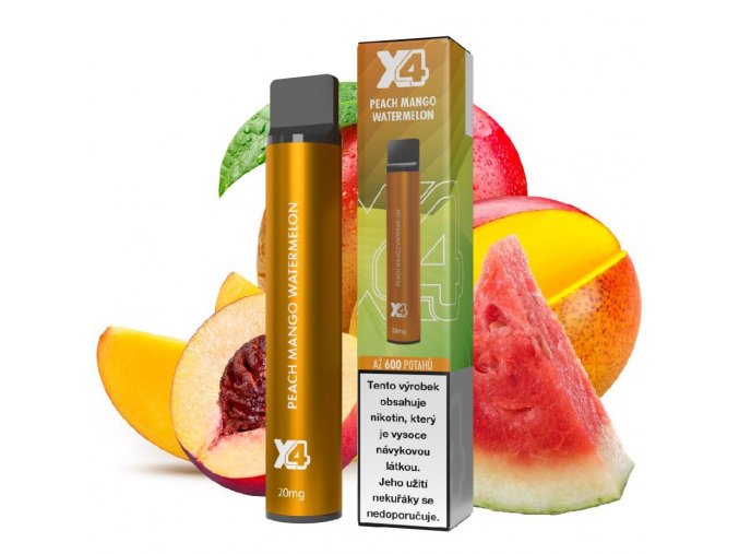 jednorazova e cigareta x4 salt peach mango watermelon 20mg