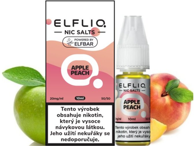 e liquid elfliq nic salt apple peach 10ml 20mg jablko broskev