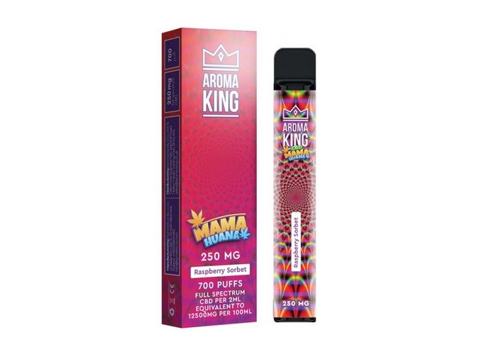 jednorazova e cigareta aroma king cbd mama huana raspberry sorbet 250mg