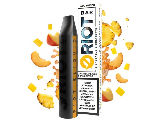 jednorazova e cigareta riot bar 10mg 20mg mango peach pineapple