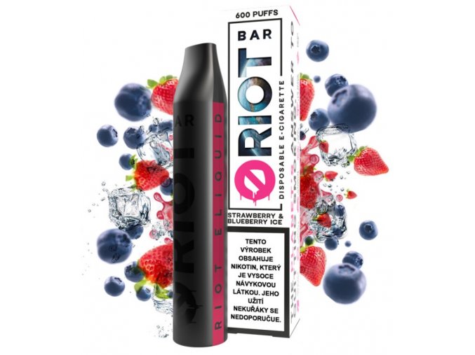 jednorazova e cigareta riot bar 10mg 20mg strawberry blueberry ice