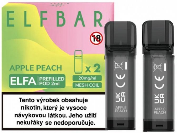 elf bar elfa pods cartridge 2pack apple peach 20mg