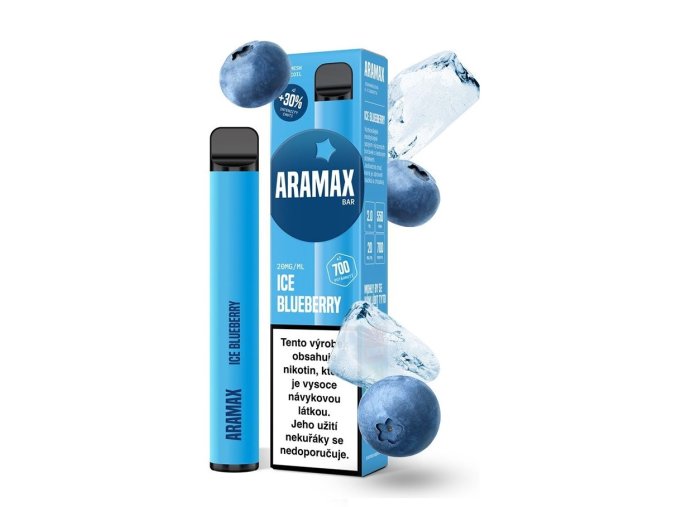 jednorazova elektronicka cigareta aramax ice blueberry boruvka 20mg