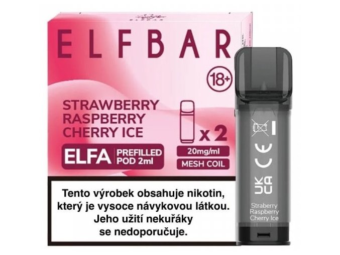 elf bar elfa cartridge 2ks strawberry raspberry cherry ice 20mg