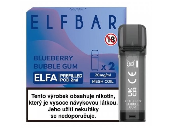 elf bar elfa cartridge 2ks blueberry bubble gum 20mg