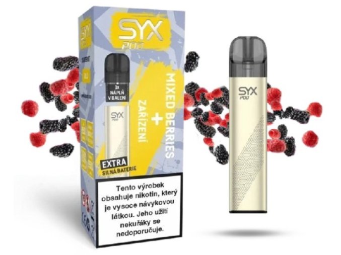 e cigareta syx pod starter kit 950mah zlata mixed berries