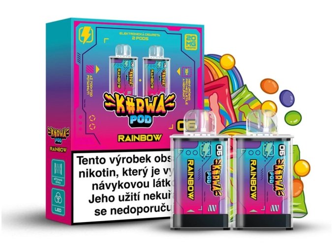 kurwa pod cartridge 2pack rainbow 20mg