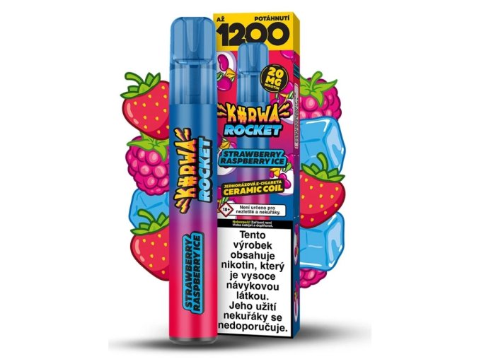 jednorazova e cigareta kurwa rocket strawberry raspberry ice 20mg