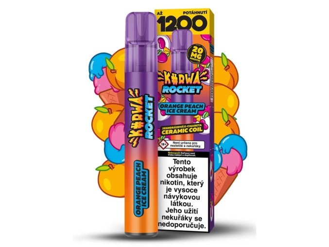jednorazova e cigareta kurwa rocket orange peach ice cream 20mg