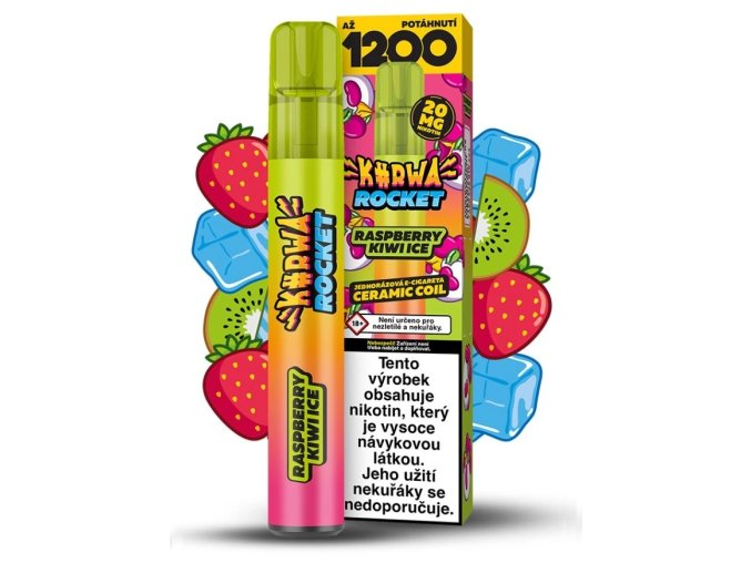 jednorazova e cigareta kurwa rocket raspberry kiwi ice 20mg
