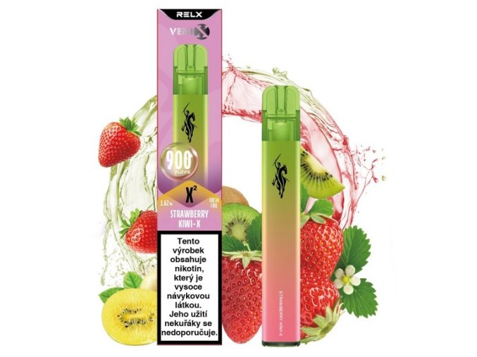 jednorazova e cigareta venix x2 strawberry kiwi x jahoda kiwi 16mg