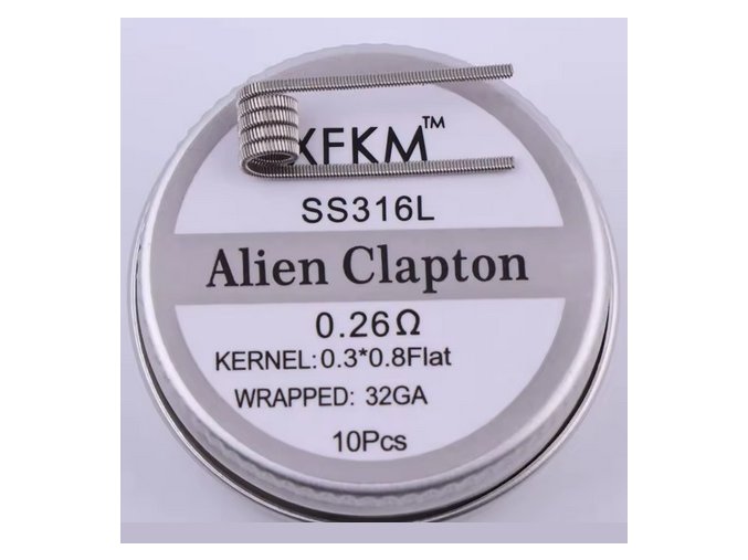 xfkm alien clapton ss316 0 26ohm 10ks predmotane spiralky