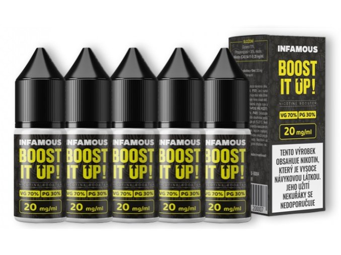 infamous booster dl pg30 vg70 20mg 5x10ml