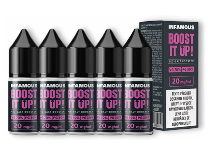 infamous nic salt booster dl pg30 vg70 20mg 5x10ml