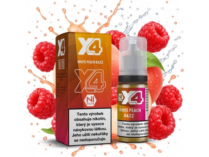 e liquid x4 bar juice white peach razz 10ml 10mg 20mg