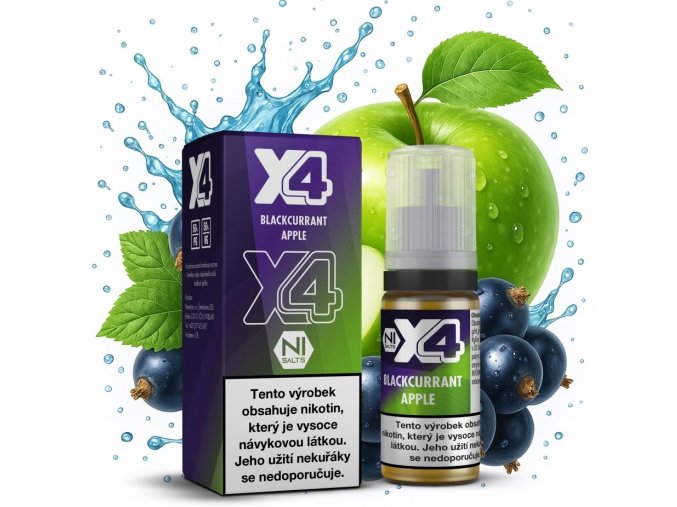 e liquid x4 bar juice blackcurrant apple 10ml 10mg 20mg