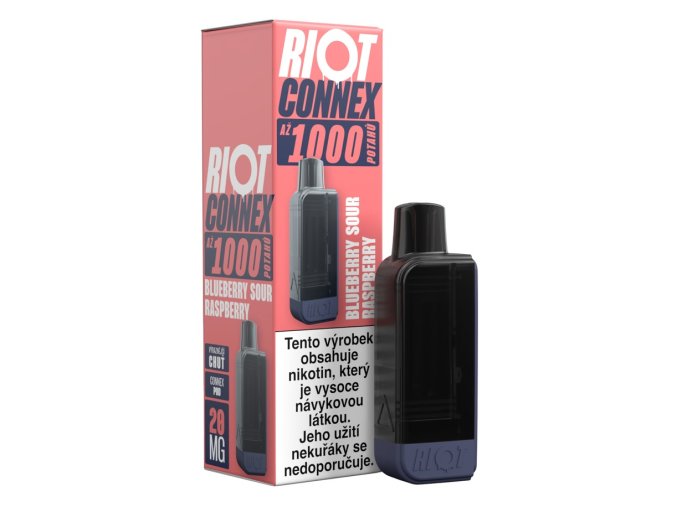 riot connex 1000 predplnena kapsle blueberry sour raspberry 10mg 20mg