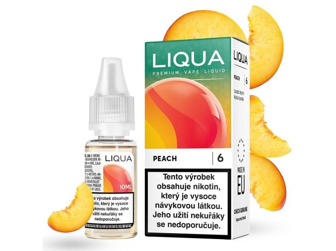 e liquid liqua peach broskev 10ml 0mg 3mg 6mg 12mg 18mg