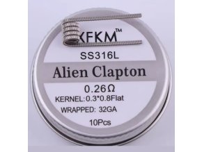 xfkm alien clapton ss316 0 26ohm 10ks predmotane spiralky