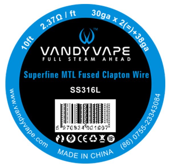 Vandy Vape SS316L Superfine MTL Fused Clapton odporový drát 30GA*2 + 38GA 3m