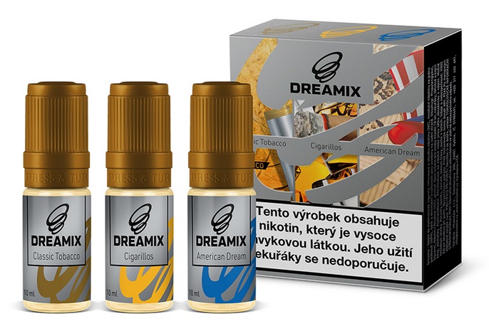 Dreamix Americký tabák, Klasický tabák, Doutníkový tabák 3 x 10 ml Množství nikotinu: 6mg