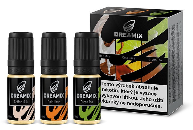 Dreamix Cola s limetkou, Zelený čaj, Káva s mlékem 3 x 10 ml Množství nikotinu: 0mg