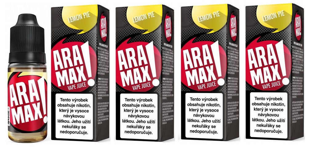 Aramax 4Pack Max Lemon Pie 4 x 10 ml Množství nikotinu: 18mg 6mg a 18mg: EXP: 8/2023