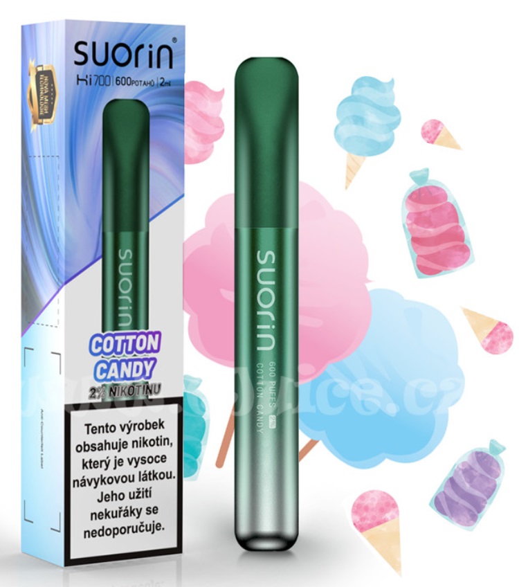 Suorin Bar Hi700 Cotton Candy 20 mg 600 potáhnutí 1 ks