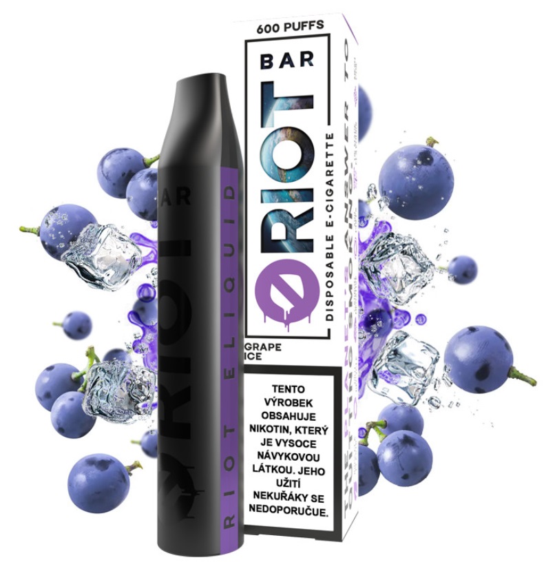 Riot Bar Grape Ice 10 mg 600 potáhnutí 1 ks