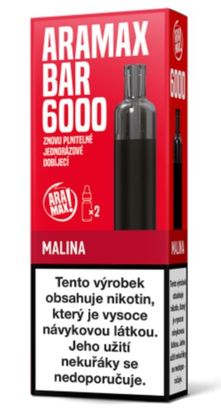 Aramax Bar Malina 18mg 6000 potáhnutí 1 ks