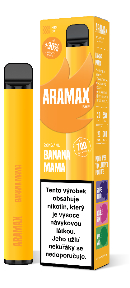Aramax BAR 700 Banana MAMA 20 mg 700 potáhnutí 1 ks