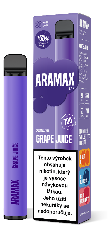 Aramax BAR 700 Grape Juice 20 mg 700 potáhnutí 1 ks