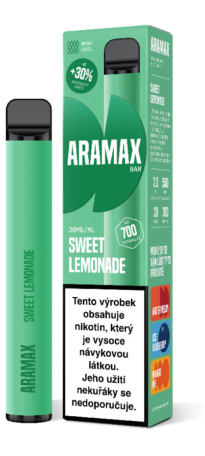 Aramax BAR 700 Sweet Lemonade 20 mg 700 potáhnutí 1 ks