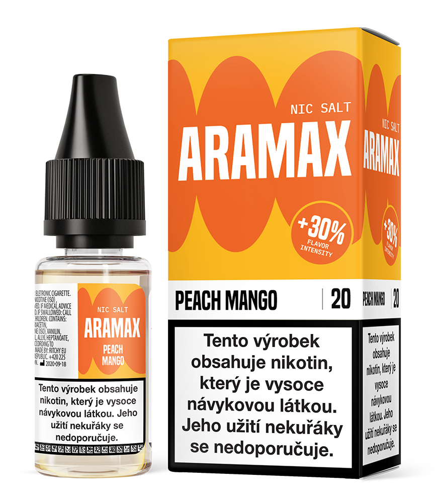 E-liquid Aramax Nic Salt - Peach Mango 10ml Množství nikotinu: 10mg