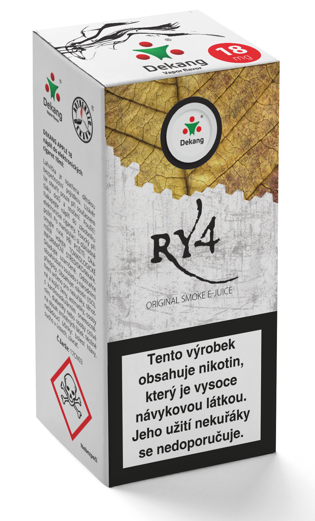 E-liquid Dekang 10ml RY4 (směs karamelu, vanilky a tabáku) Množství nikotinu: 11mg
