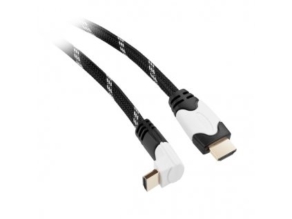 Kabel GoGEN HDMI 1.4, 3m, 90° konektor, opletený, pozlacený, s ethernetem