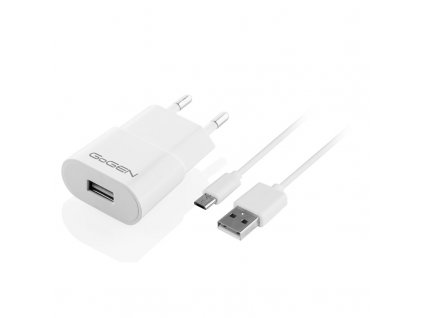 Nabíječka do sítě GoGEN ACH 103 MC,1x USB 1A + microUSB kabel 1m - bílá