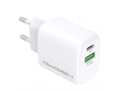 Nabíječka do sítě GoGEN ACHPDQ 220, 1x USB-C (20W), 1x USB-A (18W), bílá