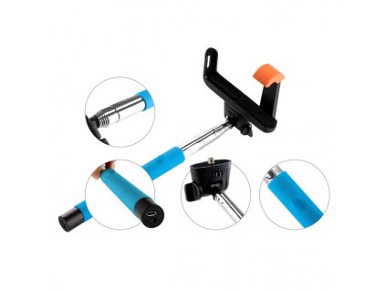 Selfie tyč GoGEN 2 teleskopická, bluetooth, modrá