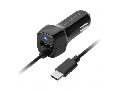 Adaptér do auta GoGEN CH 28 CCB integrovaný kabel (USB-C), 1x USB, 2,1A - černý