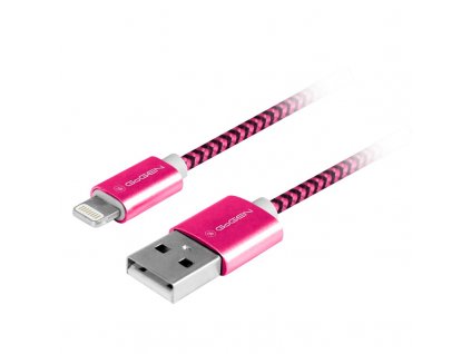 Kabel GoGEN USB / lightning, 1m, opletený - růžový