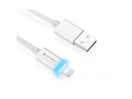 Kabel GoGEN USB/Lightning, 1m, oplétáný - stříbrný