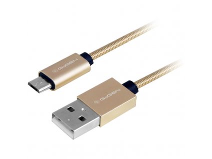 Kabel GoGEN USB / micro USB, 1m, ocelový, opletený - zlatý