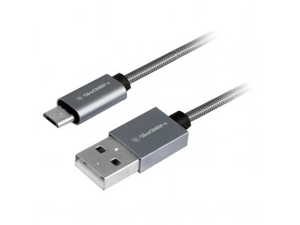 Kabel GoGEN USB / micro USB, 1m, ocelový, opletený - titanium