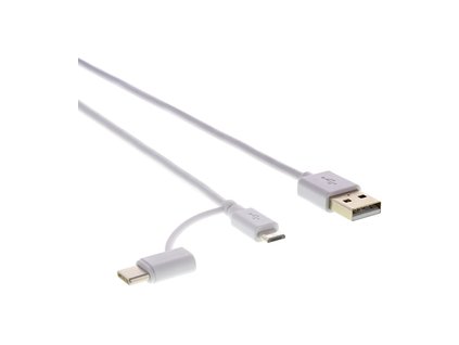 Kabel Sencor USB/micro USB/USB-C - SCO 522-015 WH USB A/M-Micro B/C