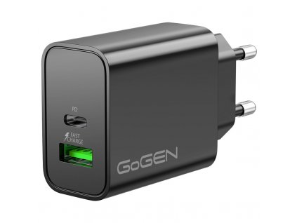 Nabíječka do sítě GoGEN ACHPD230, 1xUSB-C PD, 1x USB-A, 30W - černá